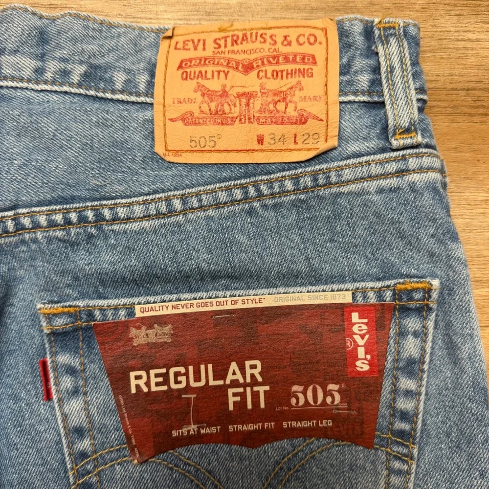 Levi's 505 Regular Fit Jeans Mens 34x29 Blue Straight Leg Denim New Deadstock